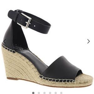 VC Leera black leather espadrille wedges